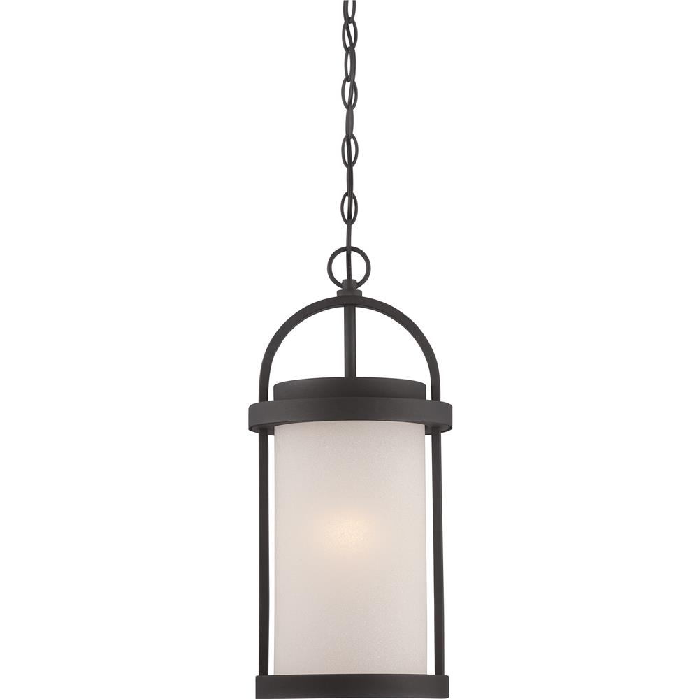 Nuvo Lighting 62/655  Willis - LED Outdoor Hanging with Antique White Glass in Textured Black Finish